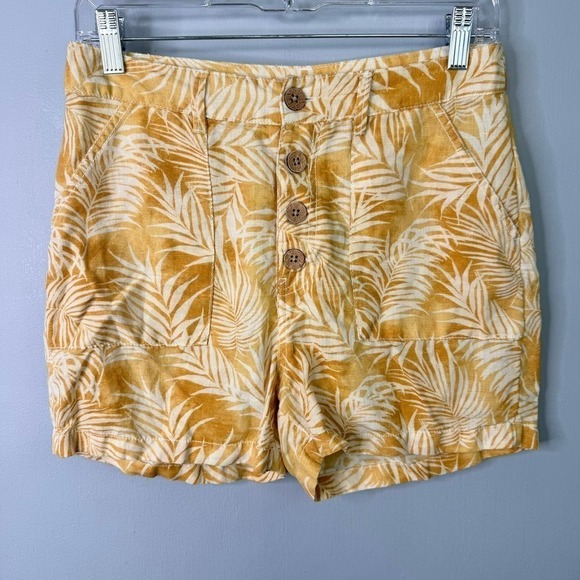 Rip Curl Summer Palm Walkshort Cream Gold Tropical Linen Blend Shorts Women's S - Picture 1 of 11
